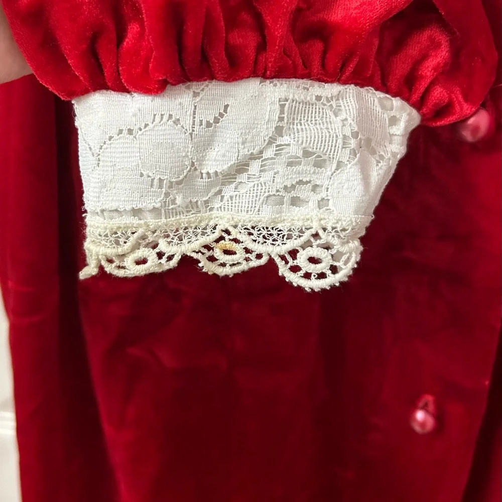 Vintage Komar SZ L Velvet Lace Bow Red - Picture 3 of 12